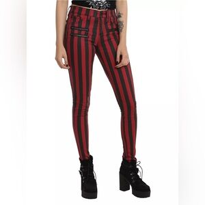Blackheart Black & Red Stripe Zipper Stingerette Jeans